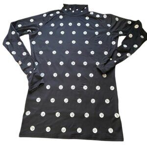 Zozosuit Black White Polka Dot Top Long Sleeve Mock Neck